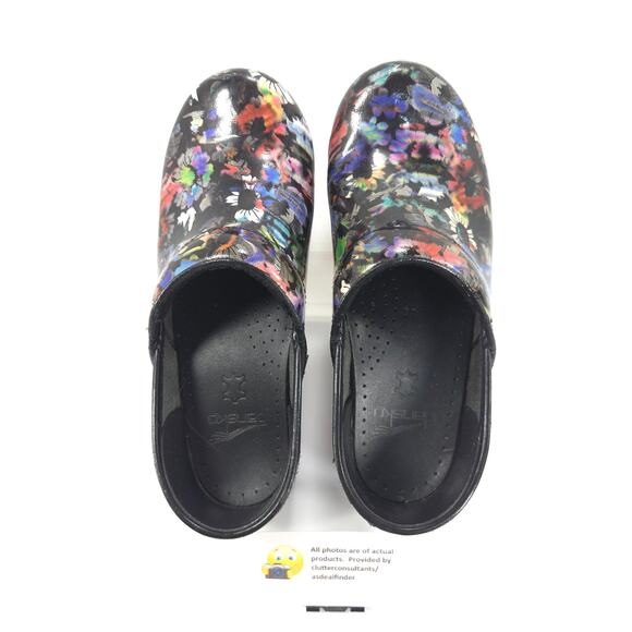 Dansko Casual Floral Slip On Clog Shoe Womens Size 6 36 406530202 Black - Picture 6 of 9